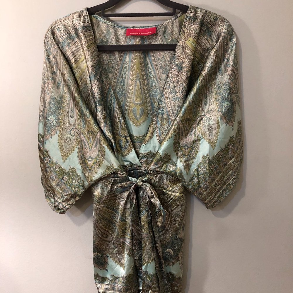 Pookie and Sebastian Flowy Sleeve Silk Top